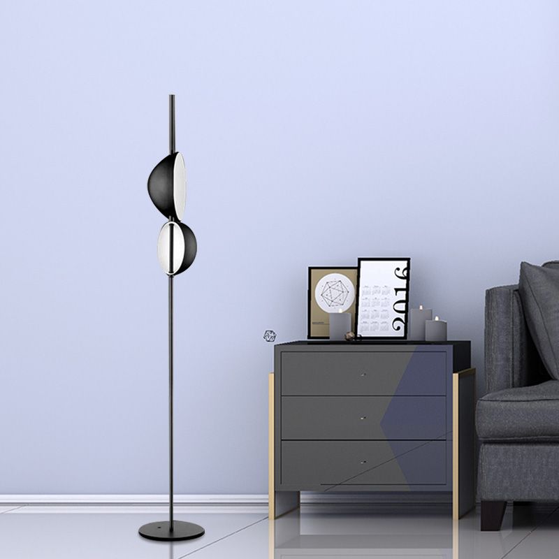 Nordic Semi-Orb Floor Reading Light Metallic LED Living Room Standing Lamp in Black/Gold