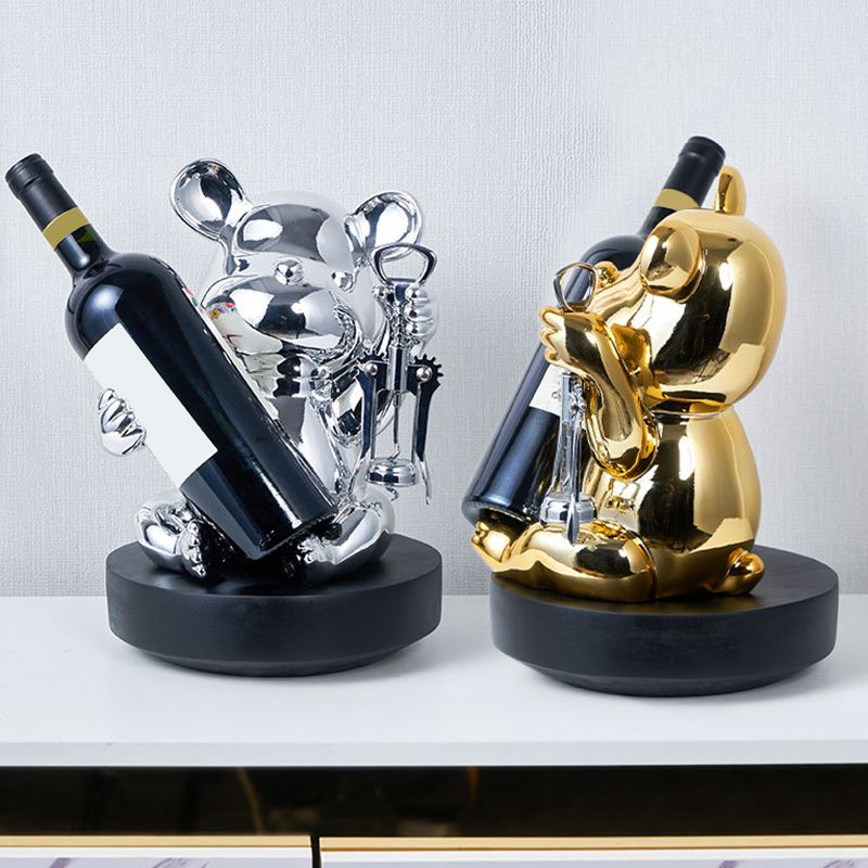 Glam Wine Bottle Rack Tabletop Resin Bottle Holder for Living Room