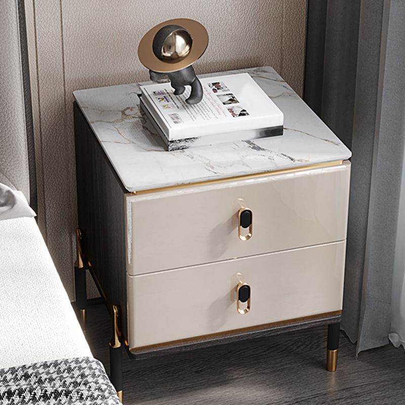 Contemporary Accent Table Nightstand Stone Night Table for Bedroom