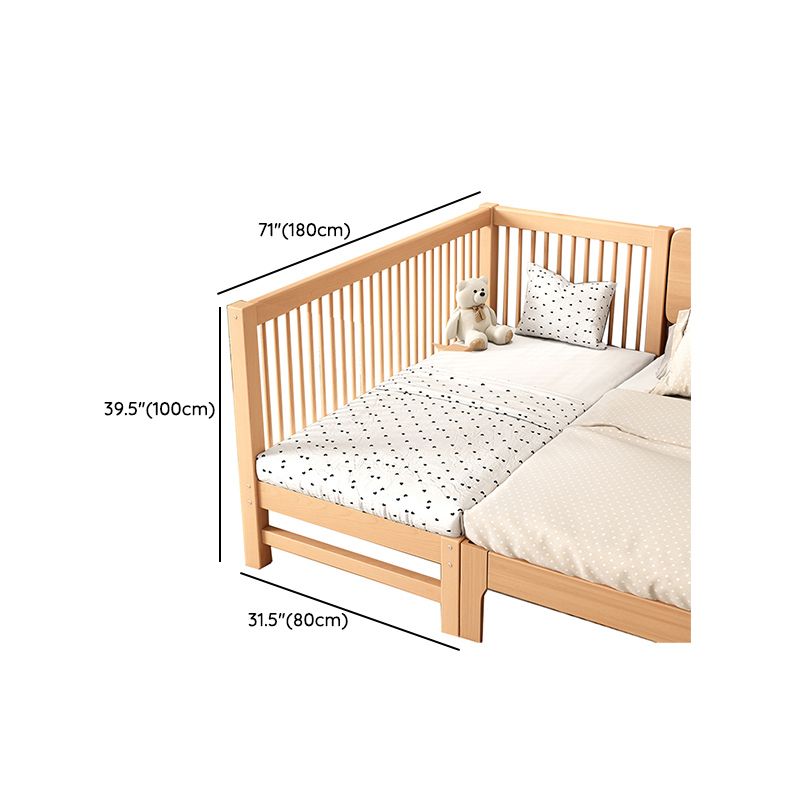 Solid Wood Nursery Bed 39.4" High Natural Convertible Baby Crib