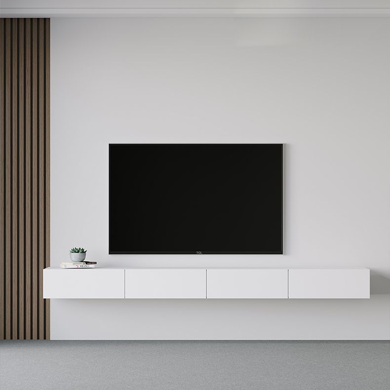 Floating TV Stand in White Contemporary TV Stand for Living Room