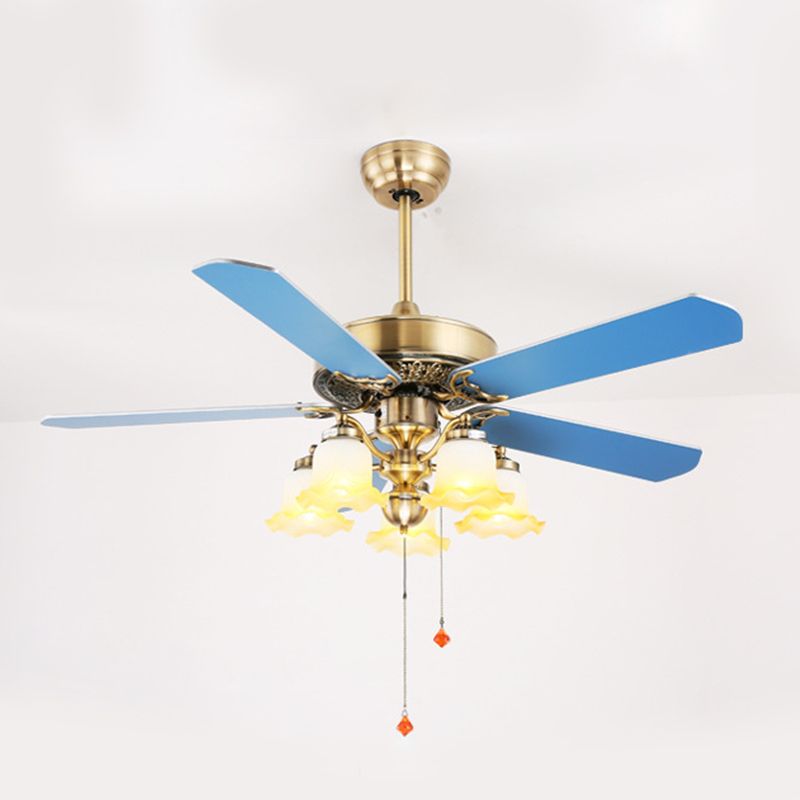 Mediterranean Style Ceiling Fan Lamp Circle Shape Ceiling Fan Light for Bedroom