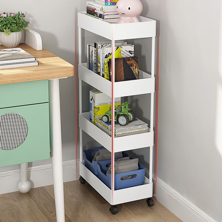 Contemporary Bookshelf Plastic Open Back Bookcase for Office with Caster Wheels