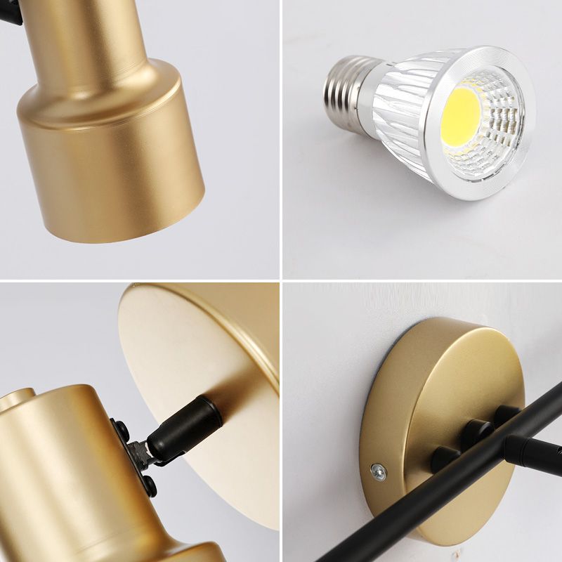 Luz de pared LED de oro en el estilo moderno conciso de hierro forjado aplastador de pared rotatable para el baño