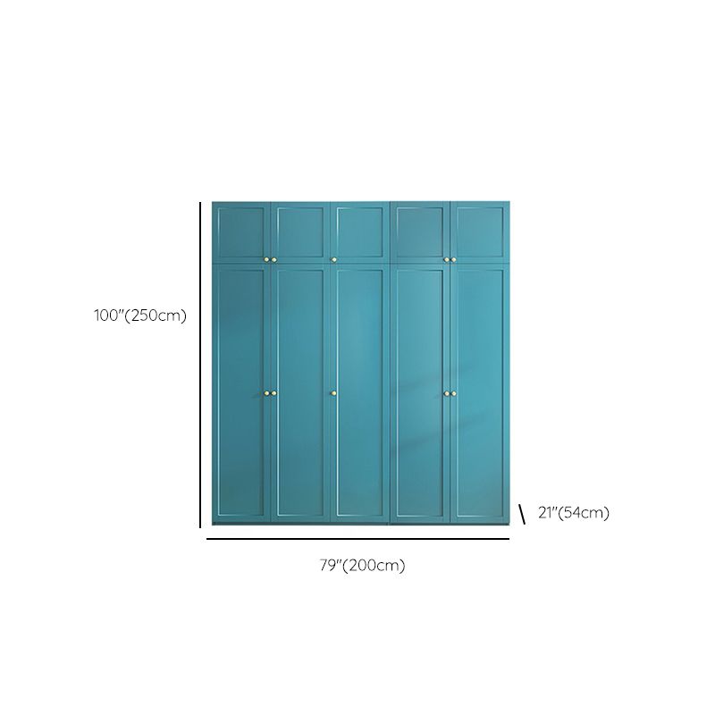 Modern Blue Bedroom Armoire Manufactured Wood Wardrobe Armoire