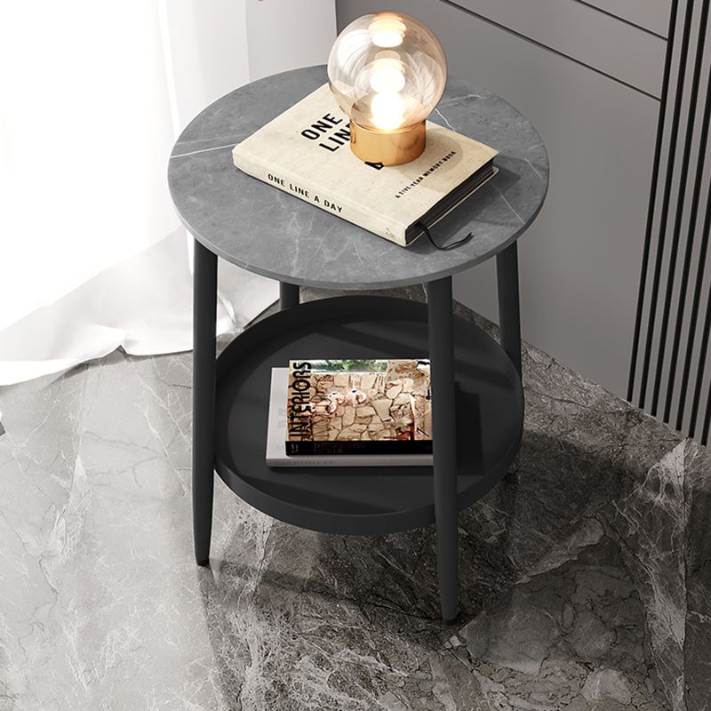 Contemporary Accent Table Nightstand Antique Finish Open Storage Bed Nightstand