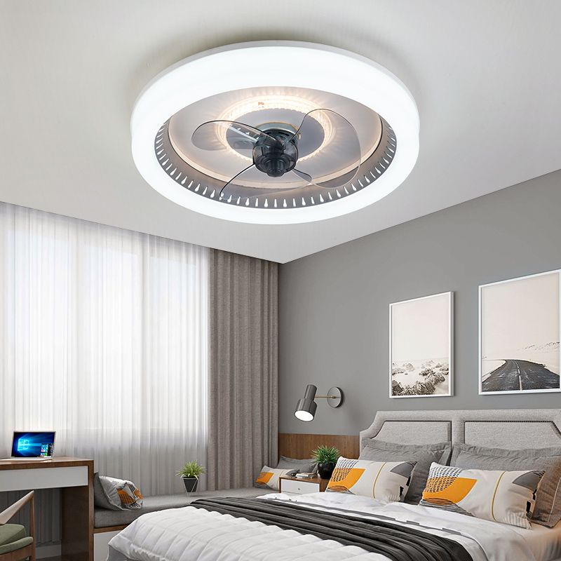 Modern LED Ceiling Fan Light Round Ceiling Mount Lamp with Acrylic Shade for Bedroom