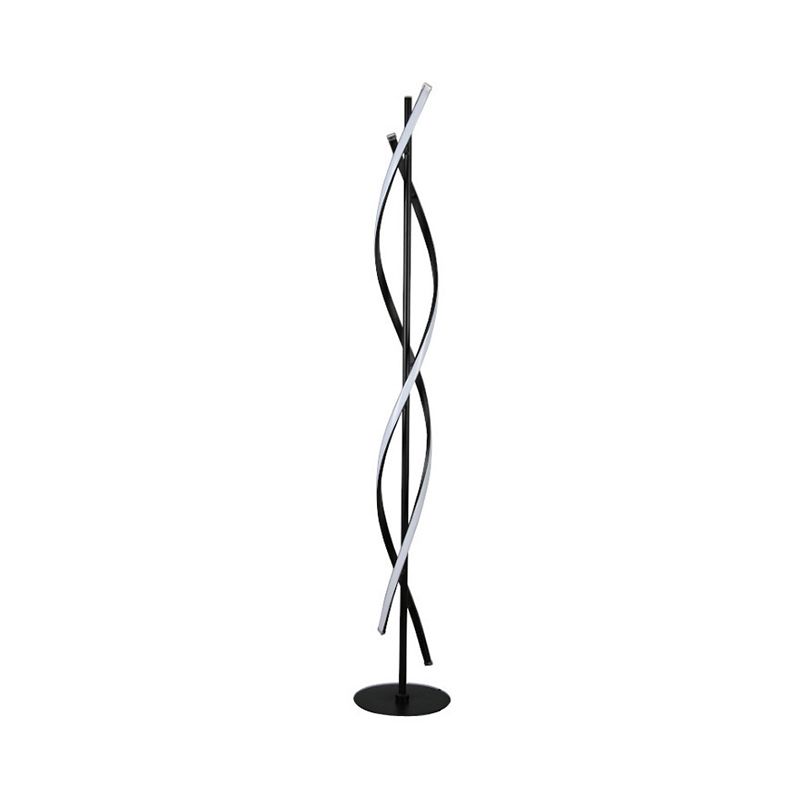 Spiraling Floor Light Simplicity Metallic Black/White LED Stand Up Lamp in Warm/White Light for Bedroom