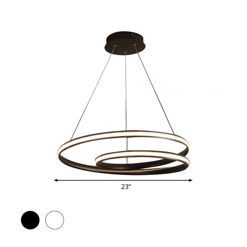 23 "/31.5" breites LED -Esszimmer Kronleuchter Licht mit Wirbel Acrylschatten Schwarz/Weiß Deckenanhänger in warmem/weißem Licht