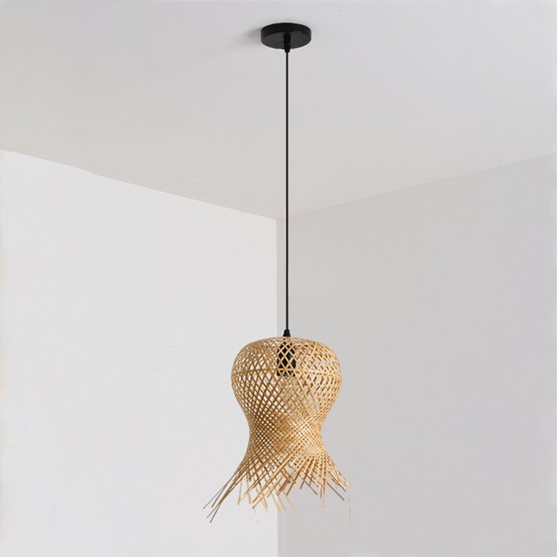 Unique Shade Hanging Lighting Modern Style Bamboo Multi Lights Hanging Lamp