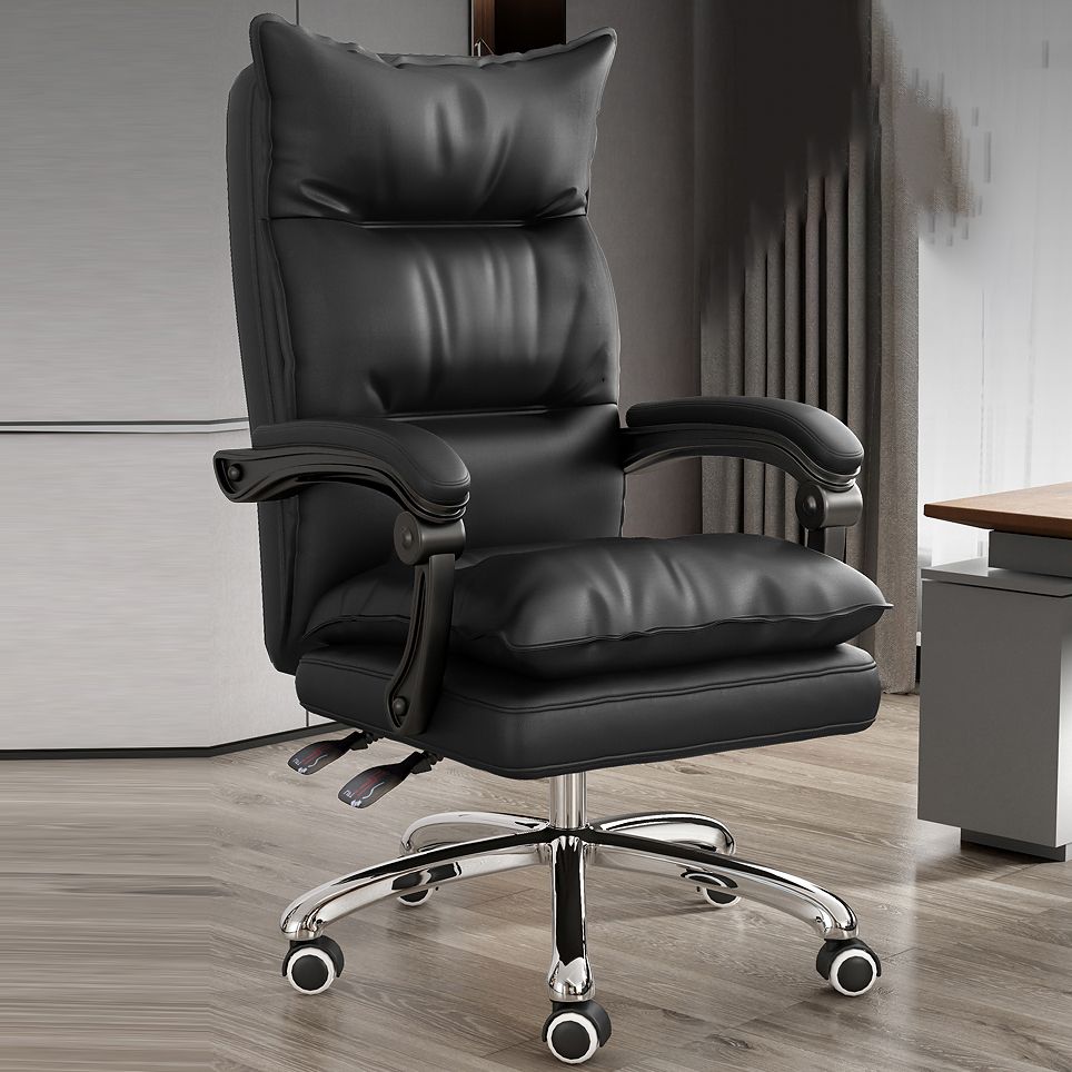 Faux Leather Office Executive Chair Modern Padded Arms Task Chair