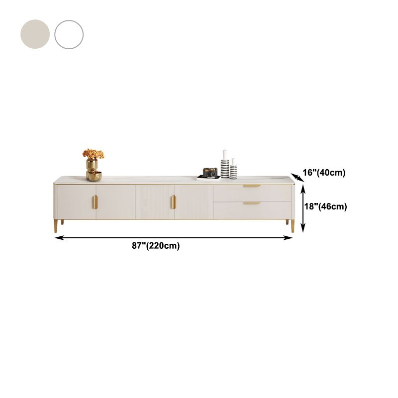 Sintered Stone Enclosed TV Console Scandinavian Home TV Stand with Metal Legs