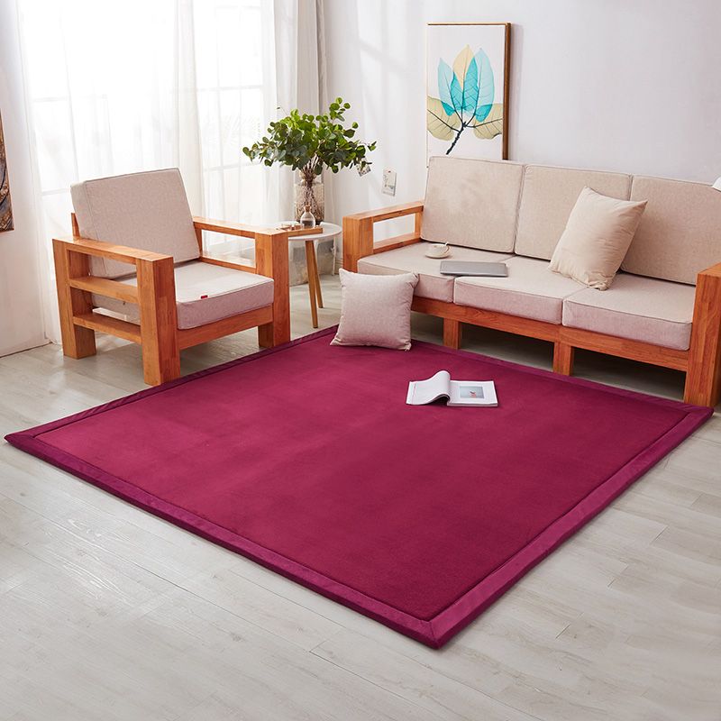 Tapis de salon pourpre Pur Color Polyester Area Tapis Tapis résistant à la teinture Ratable résistant