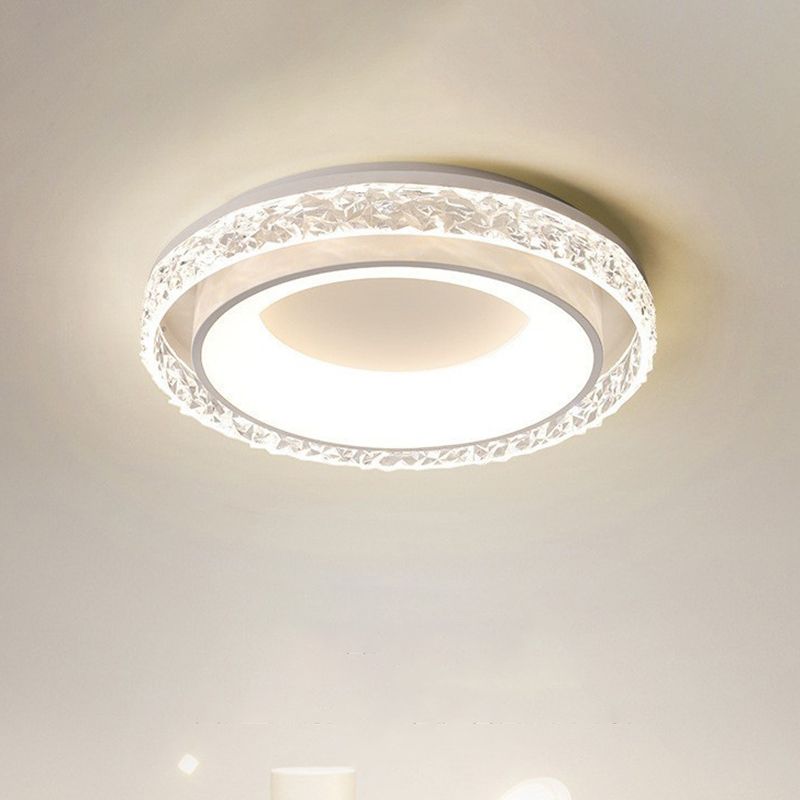 Metal and Acrylic Flush Round LED Contemporary Ceiling Flush Mount in White & Clear