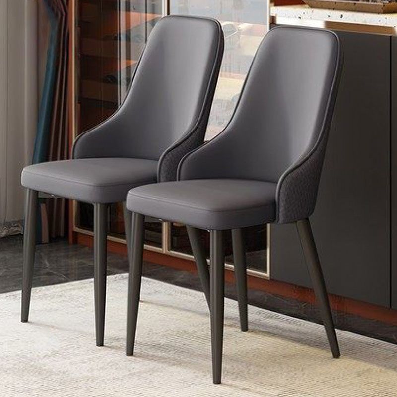 Contemporary Modern Metal Indoor-Outdoor Side Chair Solid Back Chair