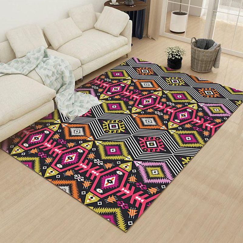 Diamante tribal indio alfombra elegante alfombra geométrica alfombra de área geométrica de rayas poliéster alfombra de interior resistente a manchas