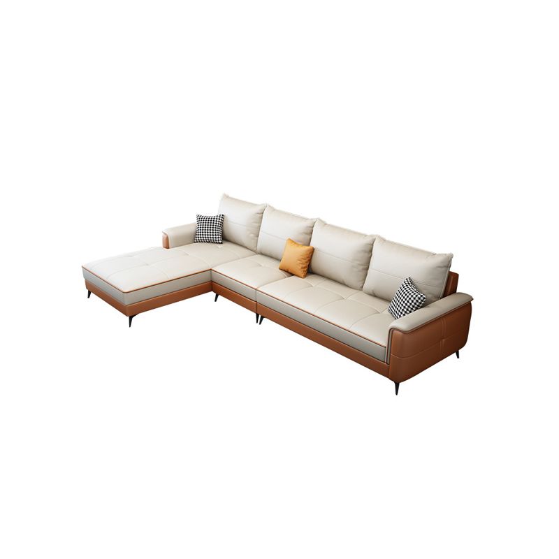 Faux Leather Modern Recessed Arm Sofa 134.6*66.9*38.2 Loose Back Sofa & Chaise