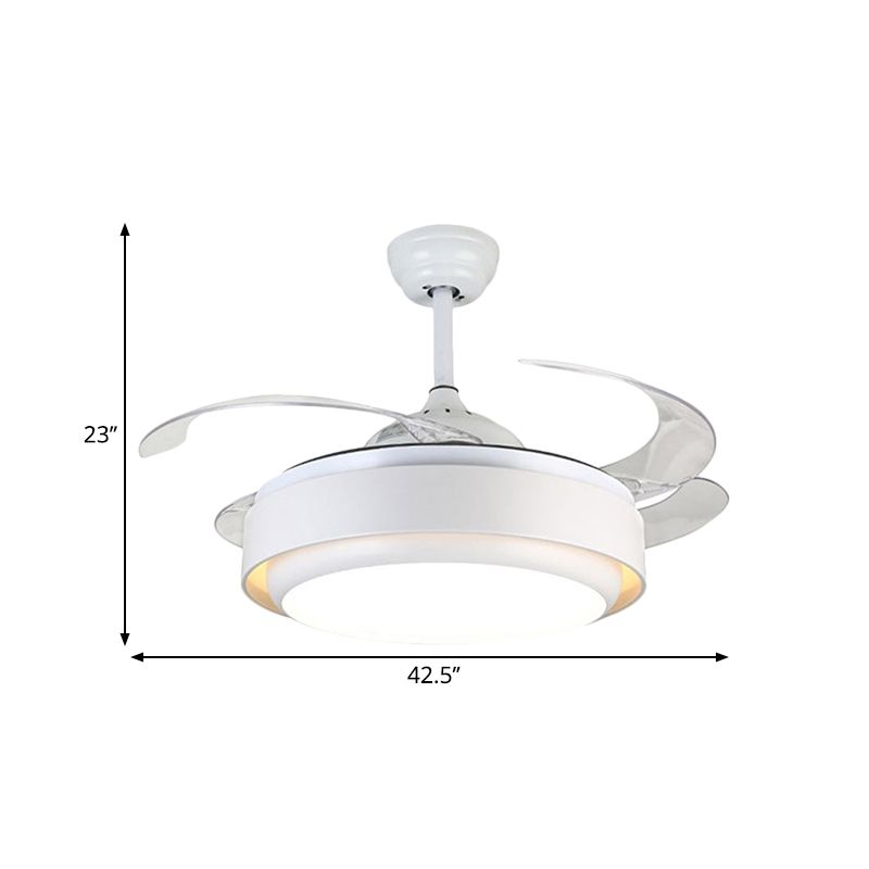 Acryl -cirkelvormige hangende ventilatorlamp eenvoud 42,5 "breed led wit dicht bij plafondverlichting met 4 messen