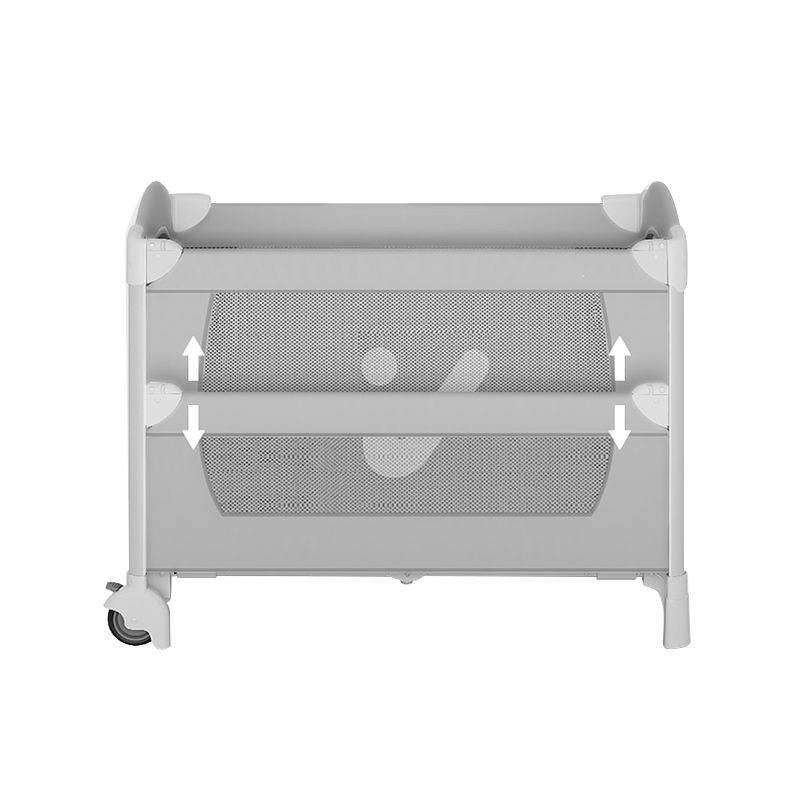 Plastic Assembled Crib Convertible Folding Crib with Wheels Arched Crib