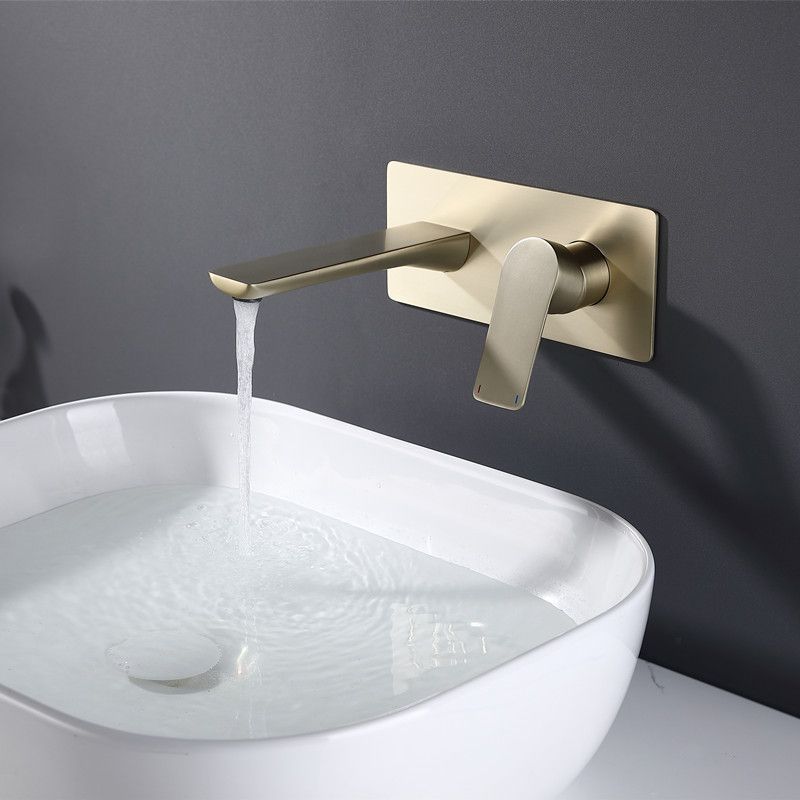 Glam Wall Mounted Sink Faucet Brass Lever Low Arc 2 Hole Faucets Bathroom Faucet