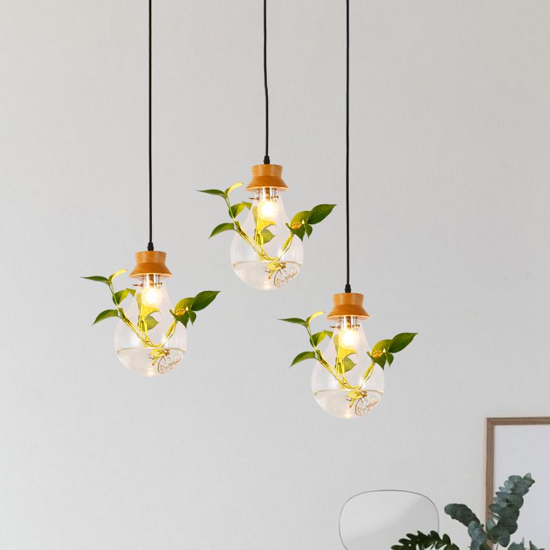 3 têtes Bulb Shape Cluster Pendant