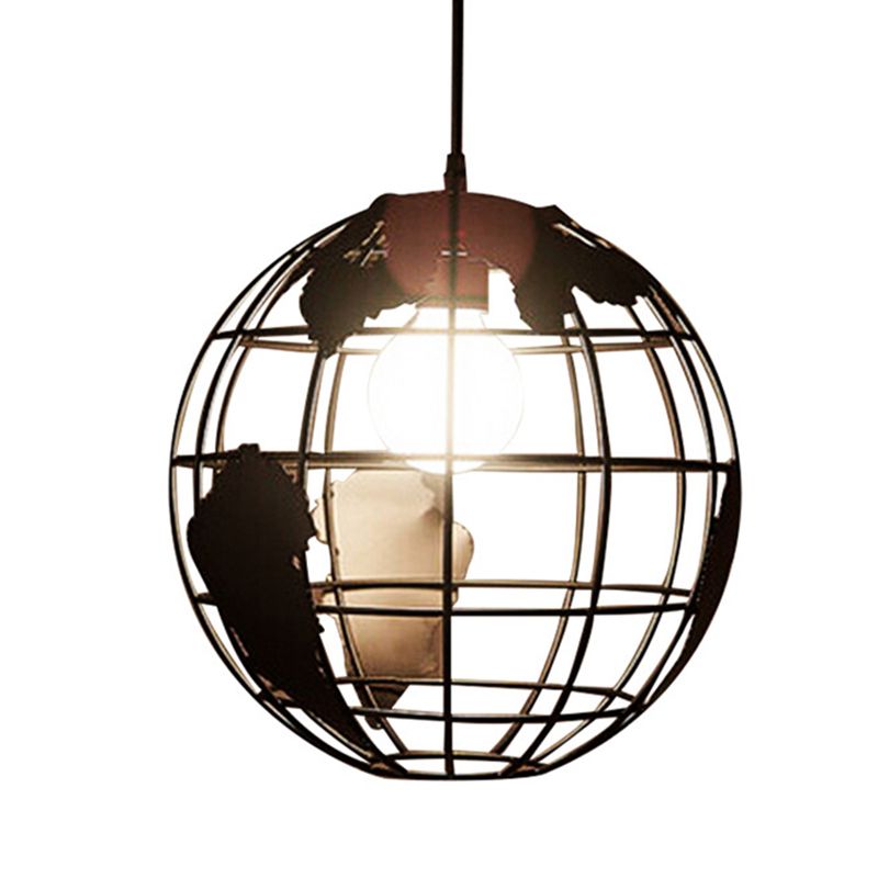 Cage Globe Restaurant Pendant Light Industrial-Style Metal Hanging Pendant Light