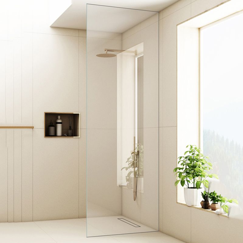 Frameless Glass Partition Bathroom Screen, Minimalist Bathroom Half Partition Glass Panel