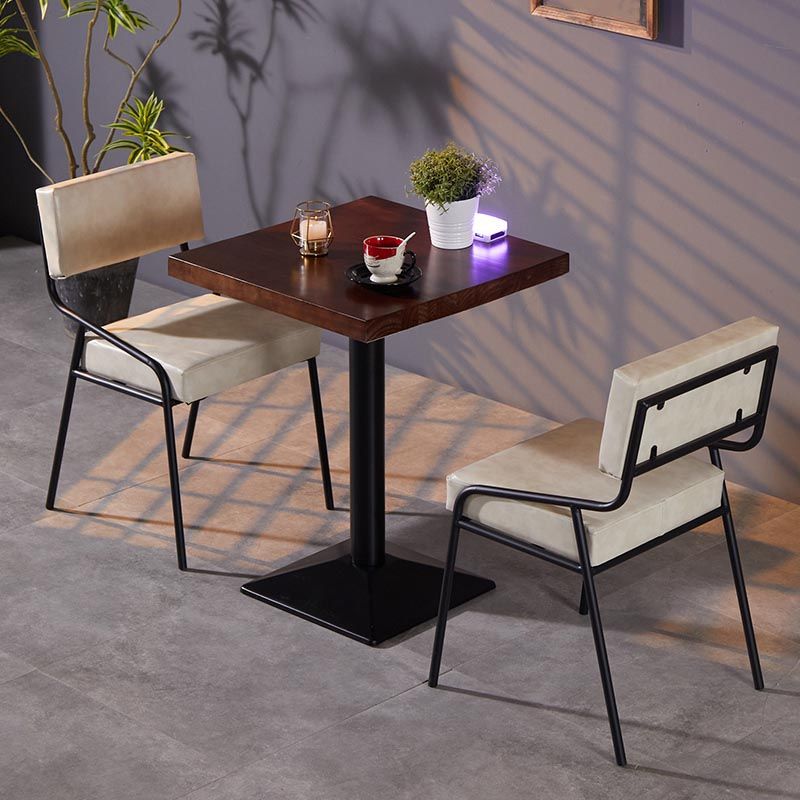 Industrial Open Back Dining Side Chair Leather Dining Chair in Matte Finish