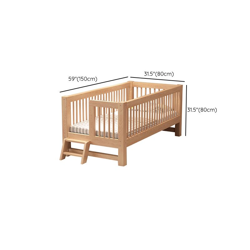 Scandinavian Solid Wood Baby Crib Toddler Guard Rails Included Nursery Bed