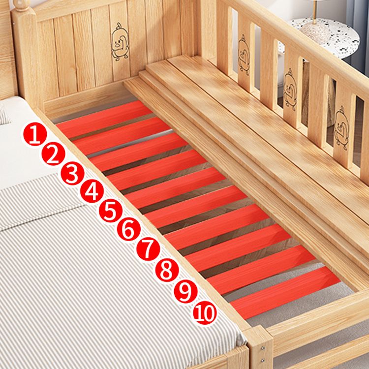 Solid Wood Kids Bed Gender Neutral Scandinavian No Theme Toddler Bed with Guardrail