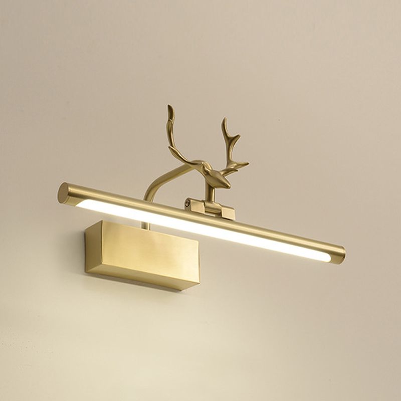 Linear Shade Metal Wall Sconce Modern Single Light Mirror Wall Mount Light in Brass