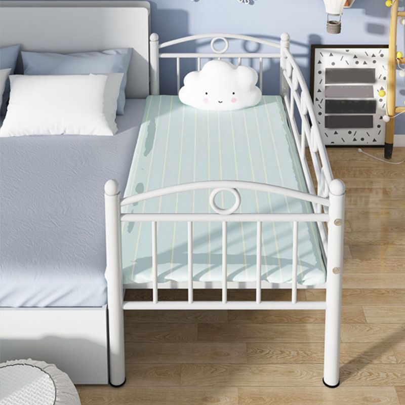 Industrial Iron Slat Headboard with Guardrail White No Theme Toddler Bed