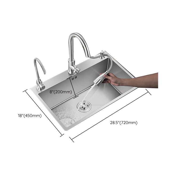 Contemporary Style Kitchen Sink Stainless Steel Colorfast Drop-In Kitchen Sink