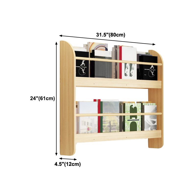 Pine Wood Wall Mounted Bookshelf Natural Scandinavian Bookcase for Bedroom