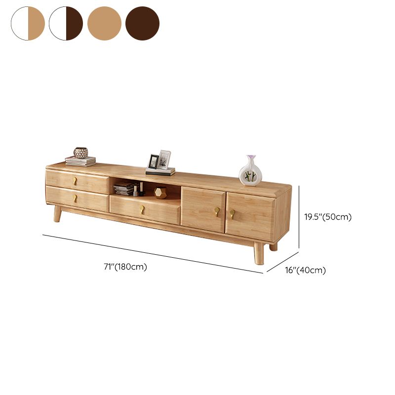 Solid Wood Stand Console Scandinavian TV Media Console with Drawers