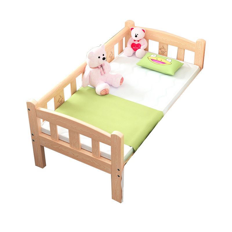 Modern Solid Wood Standard Bed Low Open-Frame Kids Bed with Guardrail