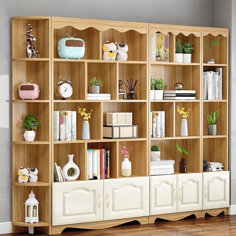 Modern Solid Engineered Bookcase White Geometric Bookshelf for Living Room