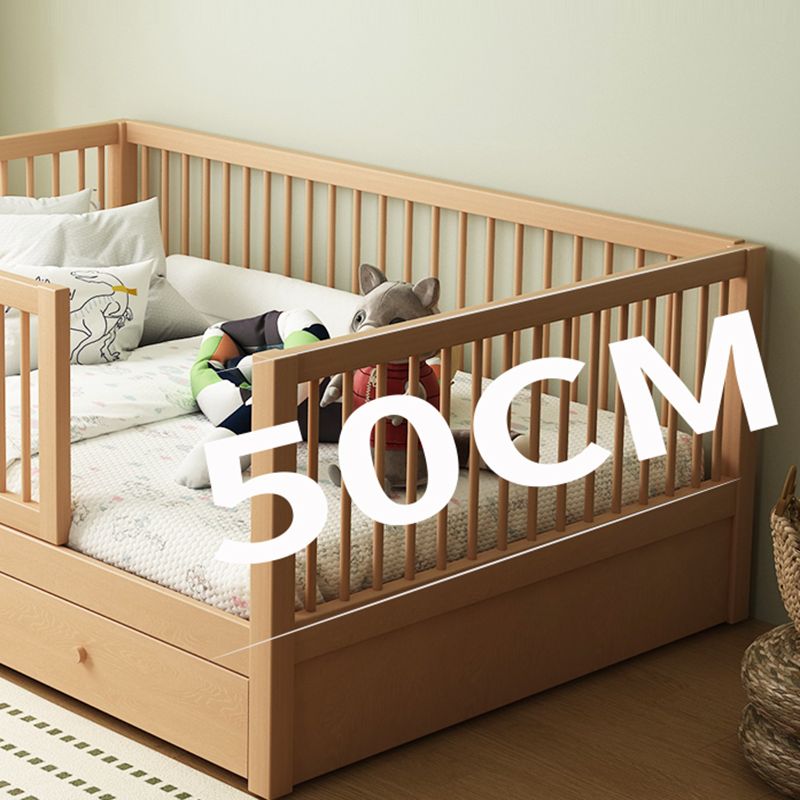 2 Drawers Solid Wood Nursery Bed Scandinavian Nursery Crib with Guardrail