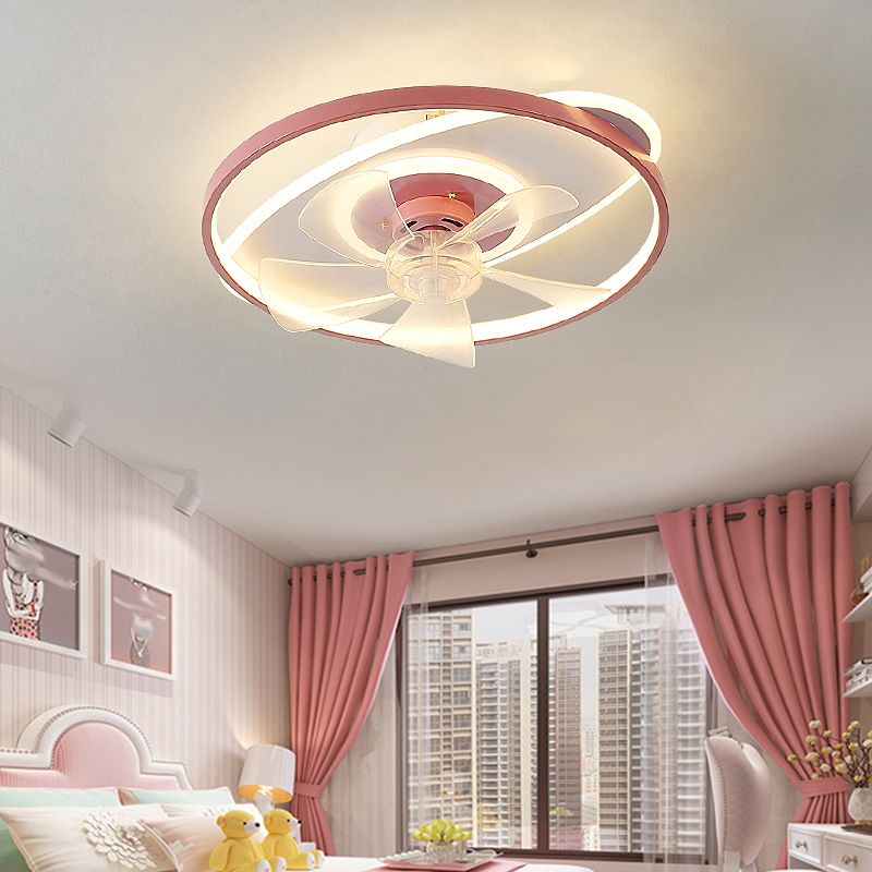 Nordic Style Ceiling Fan Lamp Colorful Ellipse Shape Ceiling Fan Light for Children's Room