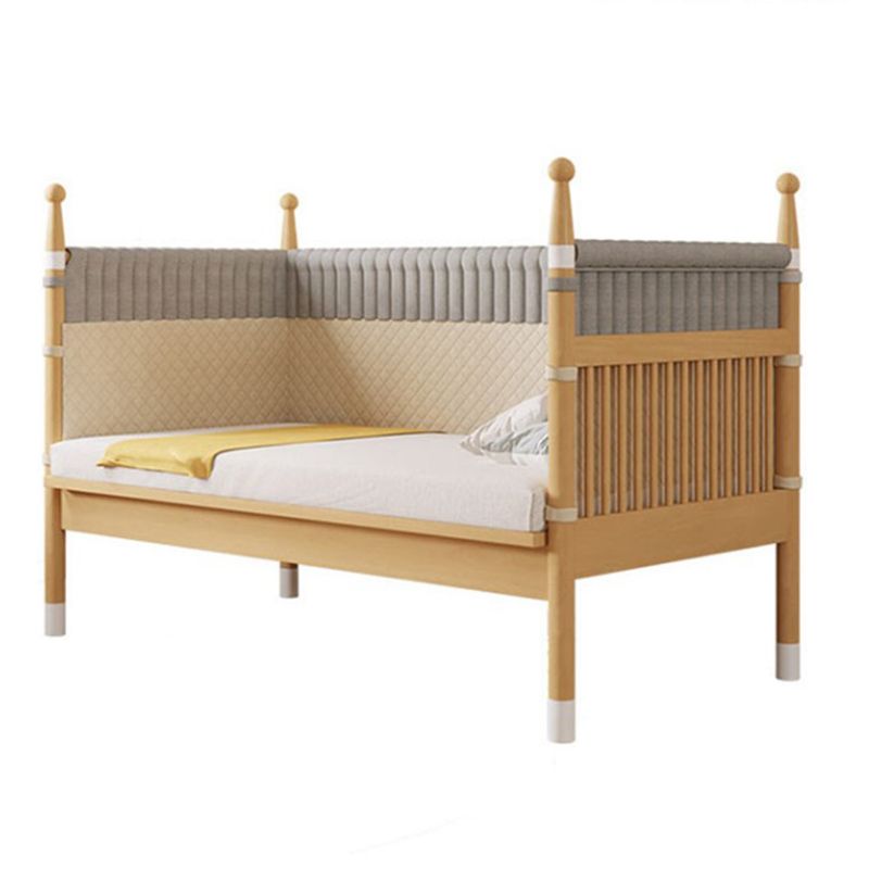 Farmhouse Nursery Crib with Adjustable Height in Natural Wood