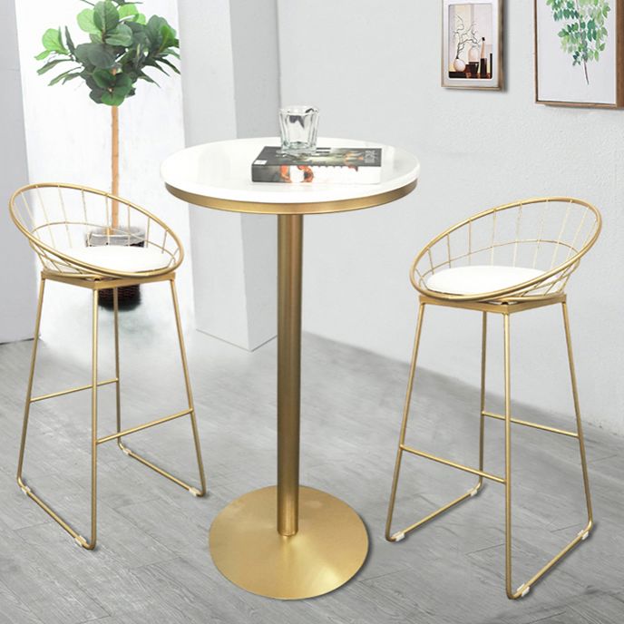 White Glam Style Ropund Table in Iron and Wood Table Milk Tea Shop Bar Table