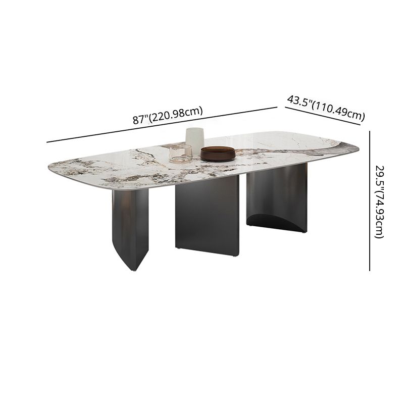 Set da pranzo in pietra sinterizzato standard con gambe metalliche nere per cucina