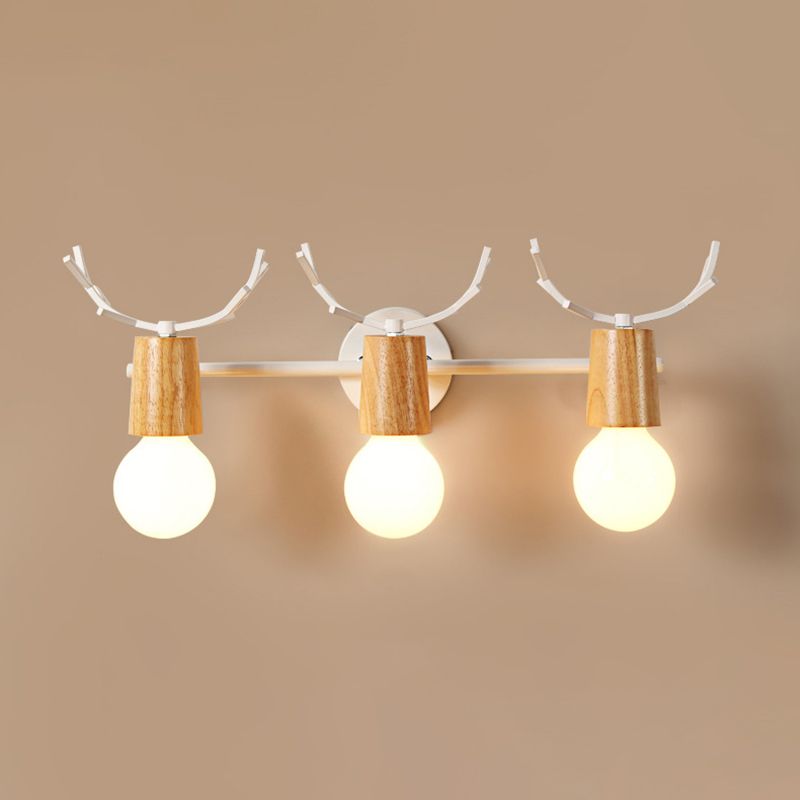 Modern Antlers Mirror Front Light Multi Lights Vanity Light with Wood for Bathroom