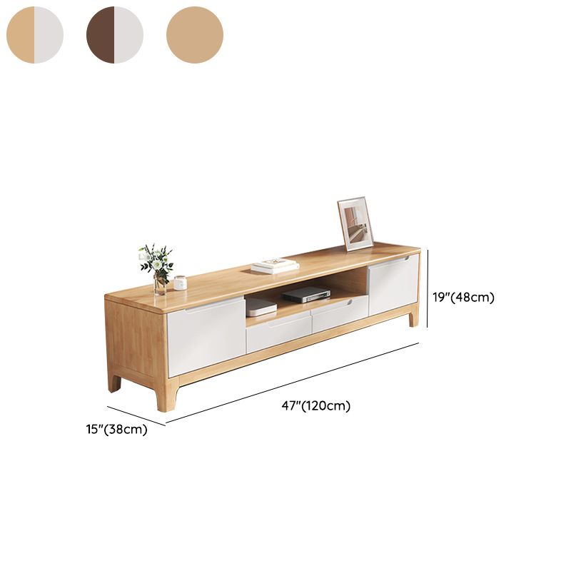 Scandinavian TV Media Stand Solid Wood TV Media Console with Drawers