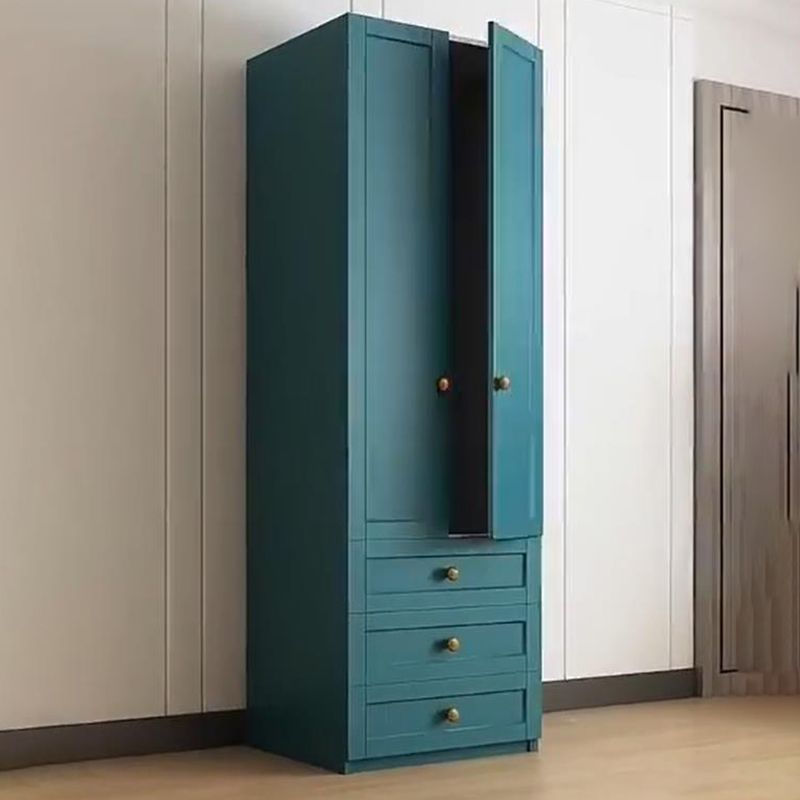 Modern Blue Bedroom Armoire Manufactured Wood Wardrobe Armoire