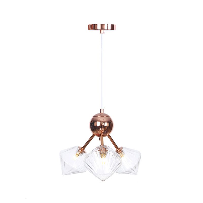 Lámpara de lámpara de lámpara de sala de estar de diamante Amber/Clear Glass 3/9/12 Lights Farmhouse Style Hanging Fixture, 13 "/27.5"/34 "de ancho