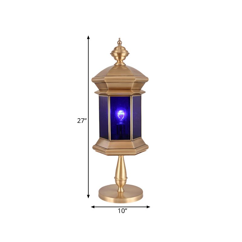 1 Light Lantern Night Table Light Arabian Brass Metal Nightstand Lamp for Bedroom