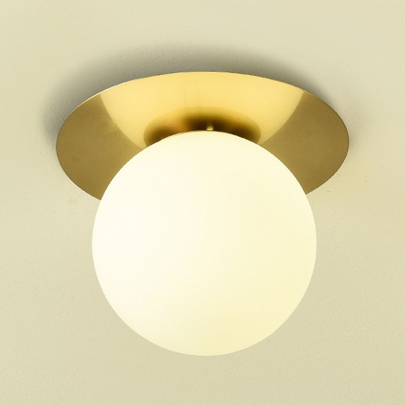 Sphere Semi Flush Chandelier Contemporary Frosted Glass Ceiling Mount Light Fixture for Hallway