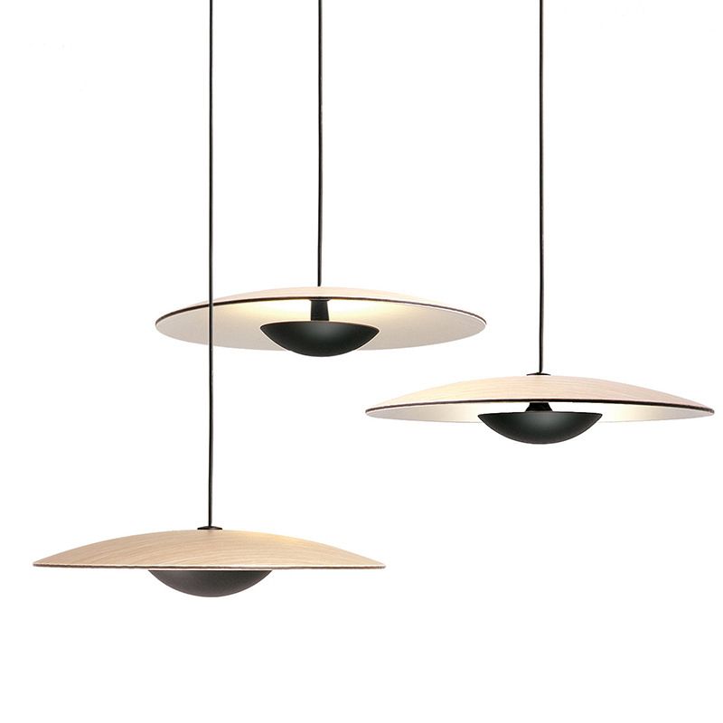 Noordse moderne creatieve metalen hanglamp platte ronde led klein suspensielicht voor slaapkamer