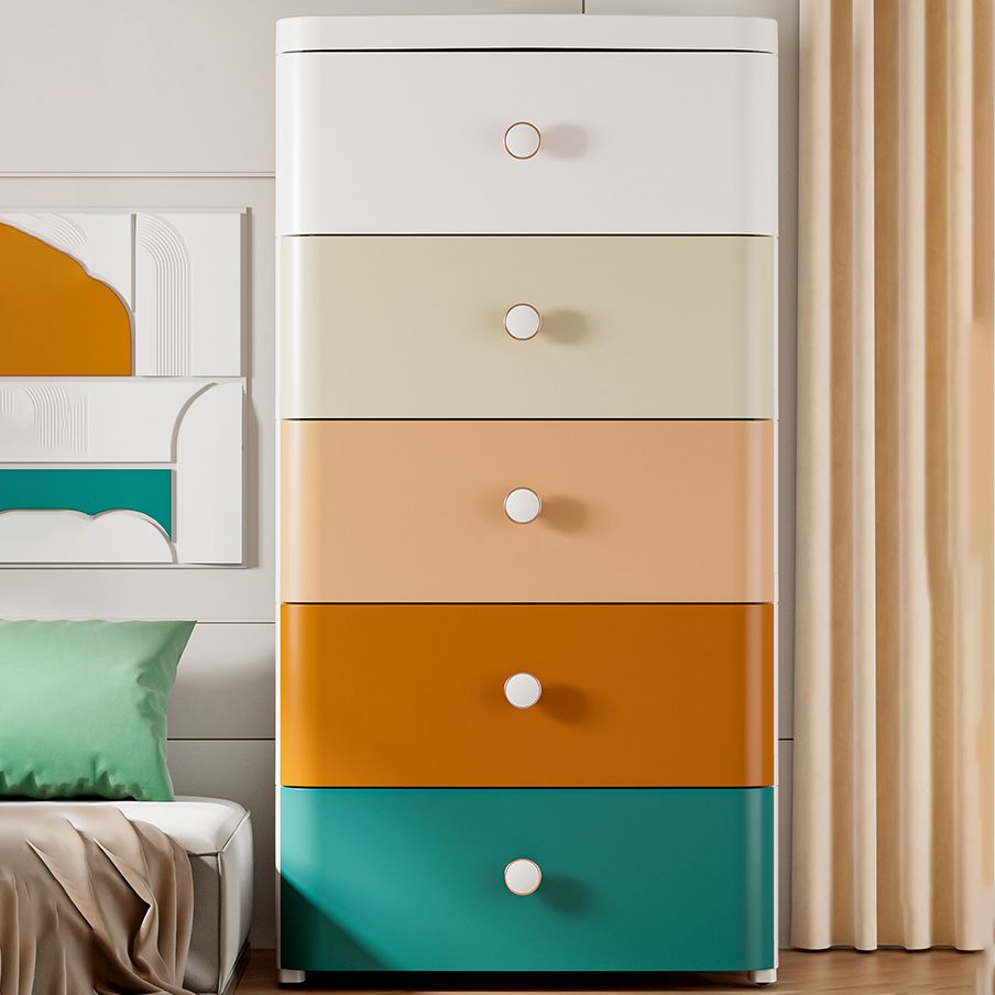 Modernism Plastic Nursery Dresser Vertical Kids Nightstand with 3/4/5/6/7 Drawers for Home